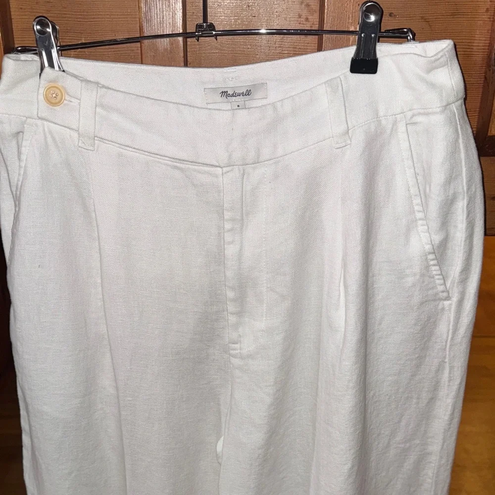 Madewell size 8 NWT NEW White Wide-Leg Linen Pants - Picture 10 of 12
